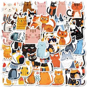 50Pcs Cute Cat Stickers Graffiti Anime Kitten Decals for Water Bottle Kindle Journal Laptop Phone Scrapbooking Skateboard Waterproof Vinyl Sticker