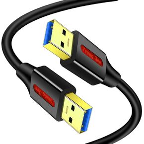 2 Pack USB 3.0 A to A Male Cable 1 FT,USB to USB Cable Type A Male to Male Cable USB 3.0 Double End USB Cord for Hard Disk, Cameras,Laptop Cooler, DVD Player and More (1ft/0.3M)