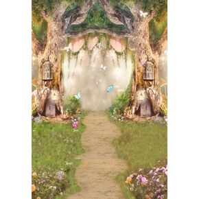 Leowefowa 10x6.5ft Enchanted Forest Birthday Backdrop Fairy Tale Forest Enchanted Garden Photography Background for Kids Birthday Baby Shower Party Photoshoot Newborn Children Cake Smash Studio Props