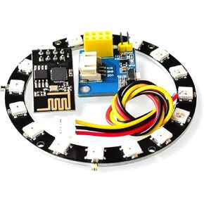 1 Sets ESP8266 ESP-01 ESP-01S RGB LED IDE Adapter Controller WS2812 Module for Arduino + ESP8266 ESP-01 Serial WiFi Wireless Transceiver Module Adapter PCB Board + 16 bits LED Light Ring
