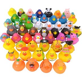 50Pcs Assortment Mini Rubber Ducks, Kids Baby and Toddler Bath Toys, Summer Pool Beach Activities Floater Rubber Tiny Duck in Bulk Toys, Christmas and Birthday Gifts