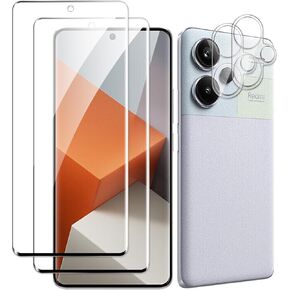 2 Pack Screen Protector for Xiaomi Redmi Note 13 Pro Plus 5G/Redmi Note 13 Pro+ +2 Pack Camera Lens Protector, Tempered Glass Film, 3D HD 9H Hardness Case Friendly Anti Ultra Resistant