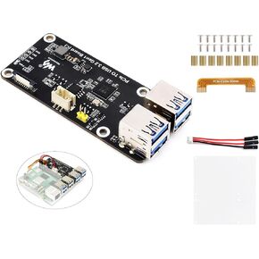 PCIe to 4-CH USB3.2 Gen1 Board for Raspberry Pi 5, PCIe to USB Adapter Up to 5Gbps Speed, No Driver Needed, Plug and Play, Extends 4X USB 3.2 Gen1 Ports to Enable Raspberry Pi 5 up to 8X USB Ports