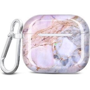 JAHOLAN AirPods 3 Case Clear Butterfly Case Cute Protective Soft Shockproof Cover with Keychain for Women Girls Compatible with AirPods 3rd Generation Wireless Charging Case - Butterfly Flower Pink