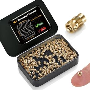 200Pcs M2 Threaded Inserts for 3D Printing Components,M2*3 * 3 Metric Brass Knurled Nuts, Insert by Heat into Plastic Parts