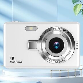 Digital Camera, 12MP 1080P Digital Camera for Kids, Support 64GB Expandable, Compact Point and Shoot Camera 16X Zoom Anti Shake Portable Camera Small Camera for Teens Boys