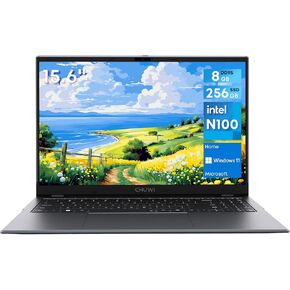 CHUWI Windows 11 Laptop 15.6", 8GB LPDDR5 RAM 256GB SSD, Intel N100 CPU(Up to 3.4GHz),180° Opening, FHD IPS 1920x1200, WiFi6, Bluetooth 5.2, HDMI, USB 3.0, Type-C, RJ45, Webcam, Stereo Speakers.