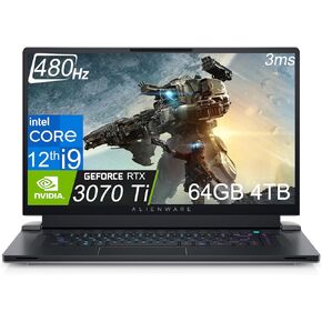 Alienware x17 R2 17.3 بوصة 480 هرتز FHD (Intel الجيل الثاني عشر Core i9-12900H، ذاكرة الوصول العشوائي DDR5 سعة 64 جيجابايت، 4 تيرابايت PCIe SSD، NVIDIA GeForce RTX 3070 Ti 8 جيجابايت) كمبيوتر محمول للألعاب بإضاءة خلفية RGB، WiFi 6E، Thunderbolt 4، كاميرا 