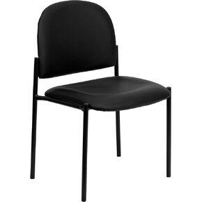 Flash Furniture Tania Comfort Black Fabric Stackable Steel Side Reception Chair