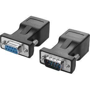 YACSEJAO RS232 DB9 to RJ45 Serial Adapter DB9 9-Pin Serial Connector Female/Male to RJ45 Female Cat5/6 Ethernet LAN Console (1 Pair
