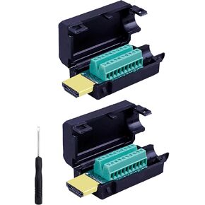 2 Pack HDMI Solderless Adapter, HDMI Extension Cable Connector Signals Terminal Breakout Board Free Welding Connector