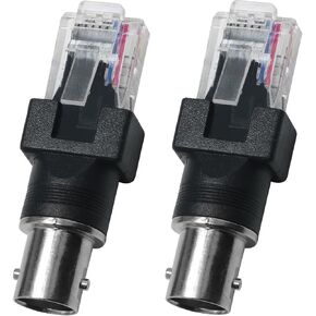 2PCS BNC to RJ45 Ethernet Adapter Network Crystal Head Female to RJ45 Male Connector Coaxial Barrel Coupler R to RF Connector for Line Testing