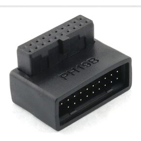 PH19B Desktop Computer Motherboard USB 3.0 19P / 20P Male to Female Extension Adapter Up & Down Angled 90 Degree Overmold
