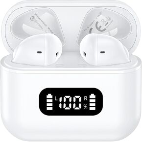 TRANYA True Wireless Earbuds Bluetooth, 4-Microphone for Clear Call, Accurate Button Control, Long Battery Life, All Day Comfort