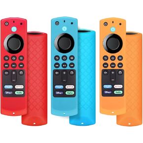 3 Pack Remote Cover Case for TV (3rd Gen) 2021/ 4K/ 4K Max/Lite/ (2nd Gen) Protective Silicone Case Cover Skin Sleeve - 3 Pack Red Blue Orange