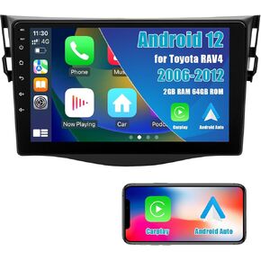 Android 12 Car Radio for Toyota RAV4 2006 2007 2008 2009 2010 2011 2012, 9 inch Car Stereo Radio Touch Screen with Carplay/Android Auto GPS 1080P Hi-Fi Audio Bluetooth WiFi Head Unit Upgarde