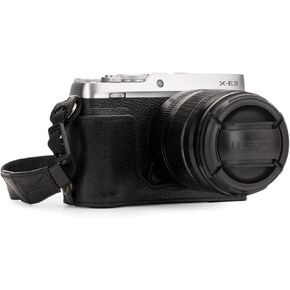 MegaGear MG1343 Ever Ready Genuine Leather Camera Half Case & Strap Fujifilm X-E3 with Battery Access, Light Brown