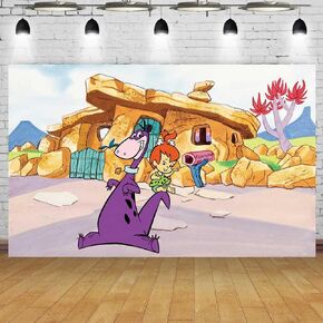 5 x 3ft Flintstones Backdrop Stone House Backdrop for Girls Birthday Party Flintstones Birthday Party Supplies Girls Birthday Party Decorations Photoshoot Photo Booth Props