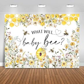 Bee Gender Reveal Backdrop 7x5ft What Will Baby Bee Gender Reveal Party Decorations Background Honeycomb Bumble Bee Gender Reveal Banner Photo Booth Props