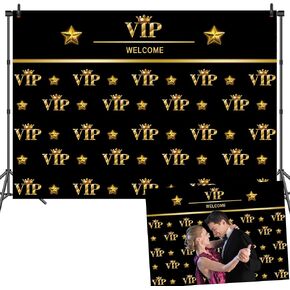 7x5ft VIP Backdrop Red Carpet Photography Background Movie Night Backdrop Stage Black Gold Crown Celebrity Birthday Banquet Photo Booth Portrait Studio Video Prop