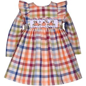 Bonnie Jean Thanksgiving Dress - Fall Autumn Harvest Smocked Dress for Baby Toddler and Little Girls