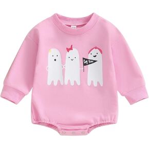 Newborn Baby Girl Boy Halloween Outfits Ghost Letters Print Sweatshirt Romper Bodysuit Fall Halloween Baby Clothes