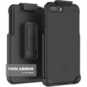 Encased Belt Case Compatible with iPhone 7 Plus (5.5") (Thin Armor) Hybrid Shell w/Secure-fit Holster Clip (Jet Black)