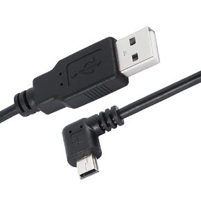 CERRXIAN Dash Cam Power Cord, 9.8FT 90 Degree Mini USB Cable, Angle Mini USB B Male to USB A 2.0 Male Data Sync and Charging Cable for Garmin Nuvi GPS,Canon,Dash Cam (3m, Black Right Angle)