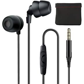 DARK WOLF Sleep Earphone,Soft Earbuds with Mic,Noise Cancelling,in-Ear earpods for Side Sleeper, 3.5mm Jack Air Travel,Snoring,Gym Meditation& Relaxation (Black)