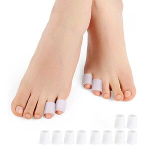 Povihome Pinky Toe Sleeves Protectors - 12 Pack Small Gel Corn Protectors - Protect Toe from Rubbing, Ingrown Toenails, Calluses, Blisters - Toe Cushions for Pain Relief (Small Size)