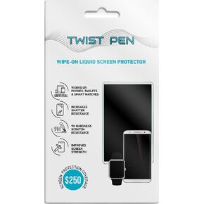 Twist Pen Liquid Glass Screen Protector with $250 Coverage | Wipe On Scratch and Shatter Resistant Nano Protection for All Phones Tablets and Smart Watches - Universal Fit