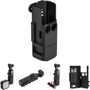 Pocket 3 Camera Cage, Video Rig Expansion Adapter Mount for DJI Osmo Pocket 3 with Cold Shoe and Foldable 2-Prong Mount, Compatible with 1/4" Thread/Battery Handle