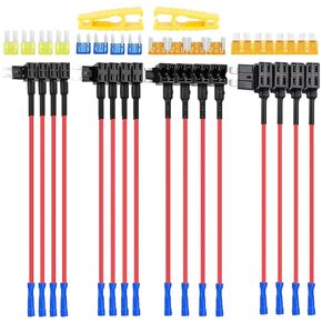 16 Pcs Micro 2 Fuse Tap,12V Car Add-a-Circuit Fuse TAP Adapter,with 20 Amp Micro 2 APT ATR Blade Fuse Sets,Fuse Puller and Heat Shrink Butt Connector,for Cars Trucks Boats