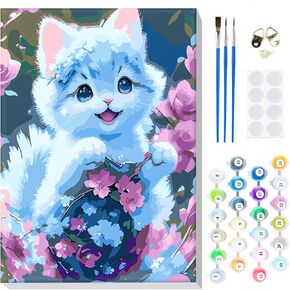 MOGTAA Framed Paint by Number Kits for Adults Kids Beginner, Gnomes Paint by Number for Adults on Canvas Framed, DIY Oil Painting Kits Butterfly Art Crafts with Wooden Frame(12x16inch)
