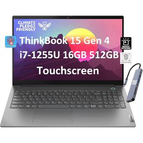 Lenovo ThinkBook 15 Gen 4 Business Laptop (15.6" IPS FHD Touchscreen, Intel 10-Core i7-1255U, 40GB RAM, 1TB SSD), FHD Webcam, Narrow Bezel, Backlit, Fingerprint, Thunderbolt 4, Win 11 Pro, Grey