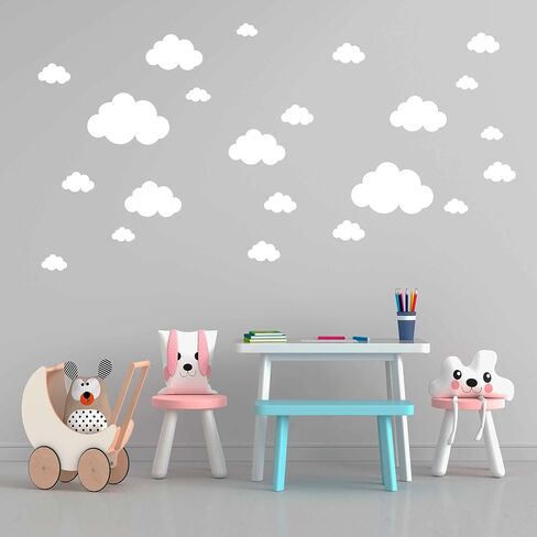 36 Cloud Wall Decals - Colorful Stickers for Girls' Room Decoration, Circles for Kids' Room, Living Room, Classroom, playroom, Removable Vinyl Wall Stickers. (Pink) in Saudi Arabia