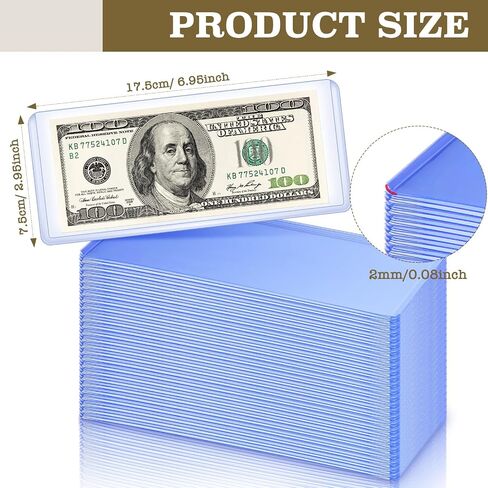 300 Pieces Dollar Bill Holders PVC Currency Holder Transparent Bill Sleeves Bill Clear Holders Bill Protector Sleeves Paper Money Holders for Collection Protector Case Supplies, 6.9 x 2.95 Inch in Saudi Arabia