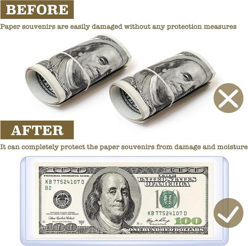 300 Pieces Dollar Bill Holders PVC Currency Holder Transparent Bill Sleeves Bill Clear Holders Bill Protector Sleeves Paper Money Holders for Collection Protector Case Supplies, 6.9 x 2.95 Inch in Saudi Arabia