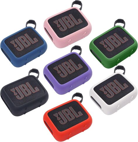 Silicone Case Compatible with JBL GO 4 Portable Bluetooth Speaker Scratch-Resistant Carrying Case with Carabiner and Lanyard (Black) in Saudi Arabia