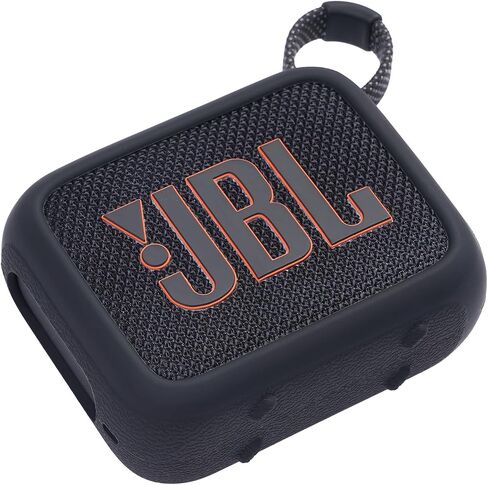 Silicone Case Compatible with JBL GO 4 Portable Bluetooth Speaker Scratch-Resistant Carrying Case with Carabiner and Lanyard (Black) in Saudi Arabia