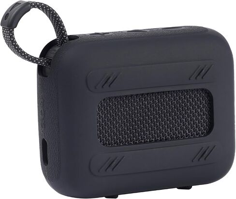 Silicone Case Compatible with JBL GO 4 Portable Bluetooth Speaker Scratch-Resistant Carrying Case with Carabiner and Lanyard (Black) in Saudi Arabia