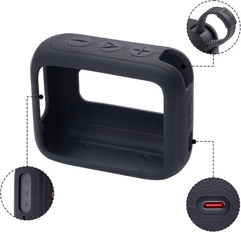 Silicone Case Compatible with JBL GO 4 Portable Bluetooth Speaker Scratch-Resistant Carrying Case with Carabiner and Lanyard (Black) in Saudi Arabia