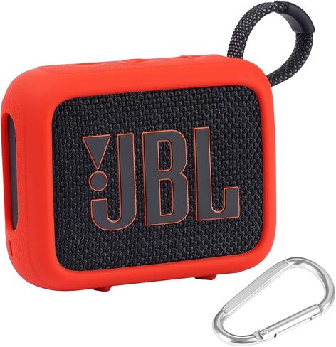 Silicone Case Compatible with JBL GO 4 Portable Bluetooth Speaker Scratch-Resistant Carrying Case with Carabiner and Lanyard (Black) in Saudi Arabia