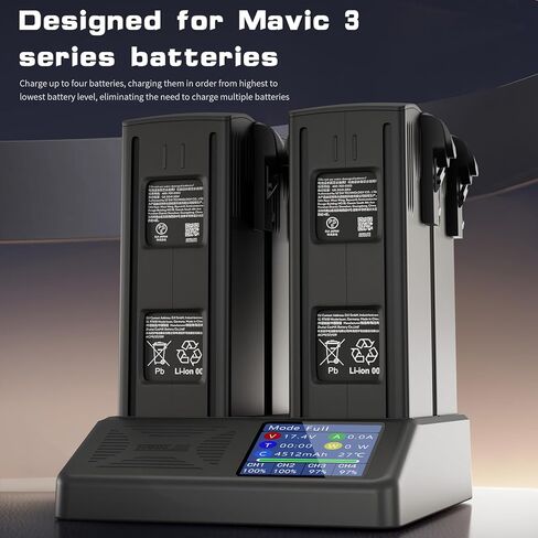 شاحن بطارية Mavic 3 - مركز شحن بدون طيار لسلسلة DJI Mavic 3 Mavic 3، Mavic 3 Pro، Mavic 3 Pro Cine، Mavic 3 Cine، Mavic 3 Classic مع ملحقات بطاريات DJI بشاشة LCD in Kuwait