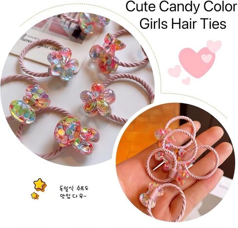 20 Pcs Toddlers Hair Ties for Girls Elastic Ponytail Holders for Kids,Cute Candy Color Hair Bands with Bows Pigtails Hair Accessories for Girls,Hair Ties for Little Girl Teens Children Birthday Gift in Saudi Arabia