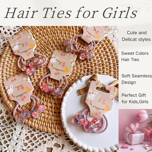 20 Pcs Toddlers Hair Ties for Girls Elastic Ponytail Holders for Kids,Cute Candy Color Hair Bands with Bows Pigtails Hair Accessories for Girls,Hair Ties for Little Girl Teens Children Birthday Gift in Saudi Arabia