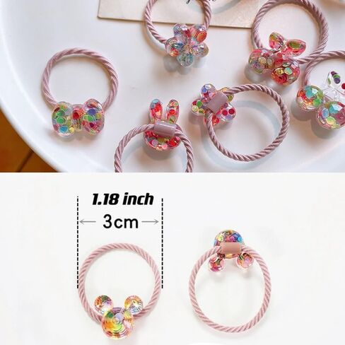 20 Pcs Toddlers Hair Ties for Girls Elastic Ponytail Holders for Kids,Cute Candy Color Hair Bands with Bows Pigtails Hair Accessories for Girls,Hair Ties for Little Girl Teens Children Birthday Gift in Saudi Arabia