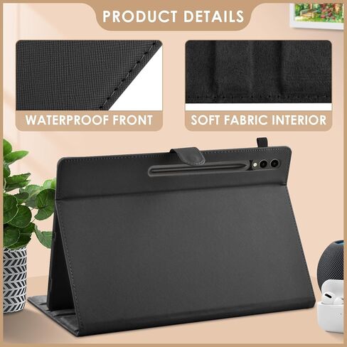حافظة جلدية من DETUOSI لجهاز Samsung Galaxy Tab S9 Ultra (5G/WiFi) مقاس 14.6 بوصة 2023 SM-X910 Android Tablet مع حامل قلم S + ظهر من السيليكون + نوم/تنبيه تلقائي + إغلاق مغناطيسي غطاء حماية رفيع قابل للطي in Kuwait