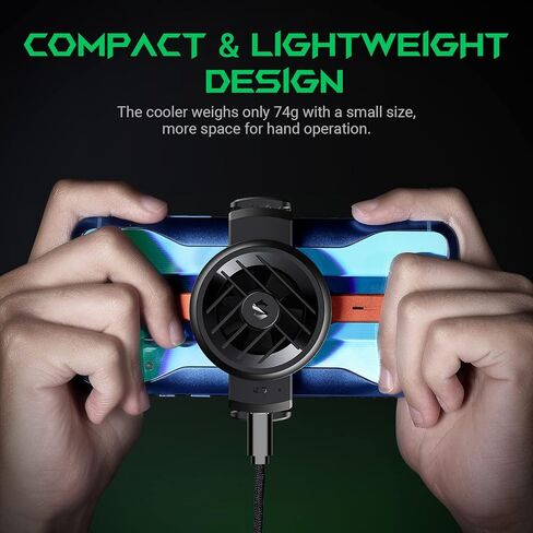 مبرد الهاتف الخلوي Black Shark Fun Cooler 3 Lite، مروحة تبريد للهاتف المحمول، مشعاع الهاتف المحمول خفيف الوزن وهادئ لألعاب iPhone/Android مقاس 2.71-3.34 بوصة - أسود in Kuwait