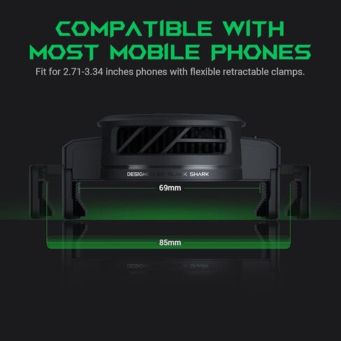 مبرد الهاتف الخلوي Black Shark Fun Cooler 3 Lite، مروحة تبريد للهاتف المحمول، مشعاع الهاتف المحمول خفيف الوزن وهادئ لألعاب iPhone/Android مقاس 2.71-3.34 بوصة - أسود in Kuwait